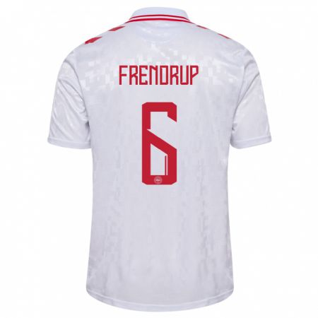 Kandiny Uomo Maglia Danimarca Morten Frendrup #6 Bianco Kit Gara Away 24-26 Maglietta