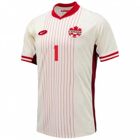 Kandiny Uomo Maglia Canada Nathaniel Abraham #1 Bianco Kit Gara Away 24-26 Maglietta