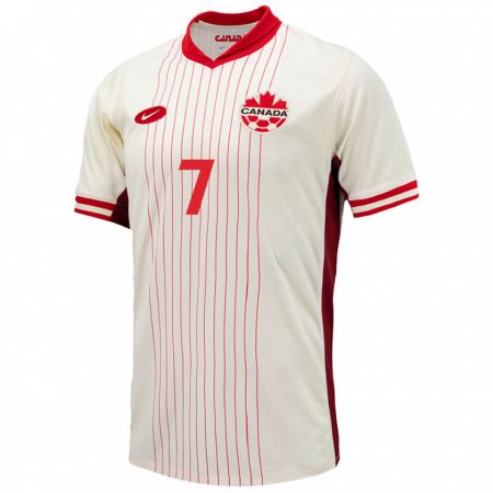 Kandiny Uomo Maglia Canada Stephen Eustáquio #7 Bianco Kit Gara Away 24-26 Maglietta