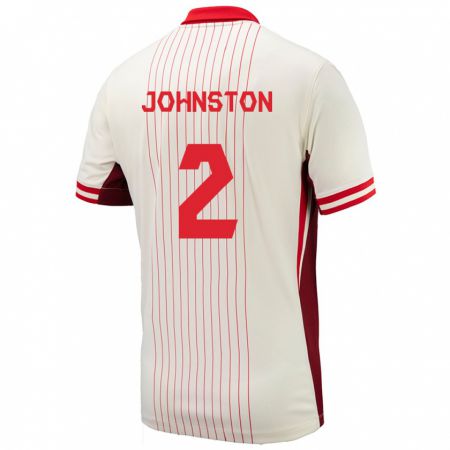 Kandiny Uomo Maglia Canada Alistair Johnston #2 Bianco Kit Gara Away 24-26 Maglietta