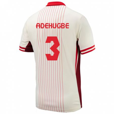 Kandiny Uomo Maglia Canada Samuel Adekugbe #3 Bianco Kit Gara Away 24-26 Maglietta