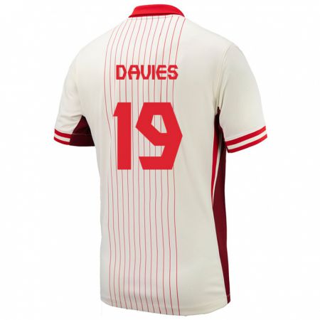 Kandiny Uomo Maglia Canada Alphonso Davies #19 Bianco Kit Gara Away 24-26 Maglietta