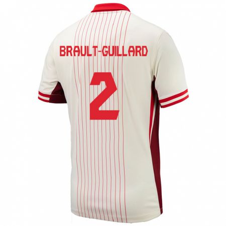 Kandiny Herren Kanada Zachary Brault-Guillard #2 Weiß Auswärtstrikot Trikot 24-26 T-Shirt Österreich