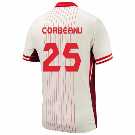 Kandiny Uomo Maglia Canada Theo Corbeanu #25 Bianco Kit Gara Away 24-26 Maglietta