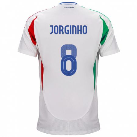 Kandiny Uomo Maglia Italia Jorginho #8 Bianco Kit Gara Away 24-26 Maglietta