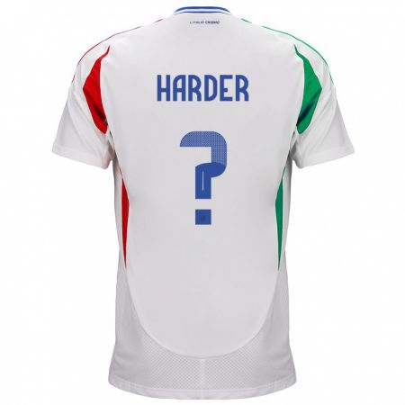 Kandiny Hombre Camiseta Italia Jonas Harder #0 Blanco 2ª Equipación 24-26 La Camisa