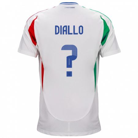 Kandiny Uomo Maglia Italia Djibril Diallo #0 Bianco Kit Gara Away 24-26 Maglietta