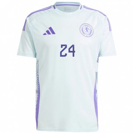 Kandiny Uomo Maglia Scotland Greg Taylor #24 Blu Menta Chiaro Kit Gara Away 24-26 Maglietta