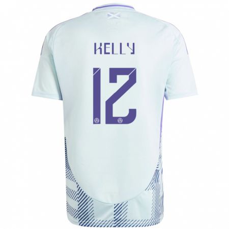 Kandiny Herren Schottland Liam Kelly #12 Helles Mintblau Auswärtstrikot Trikot 24-26 T-Shirt Österreich