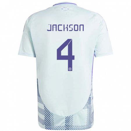 Kandiny Uomo Maglia Scotland Louis Jackson #4 Blu Menta Chiaro Kit Gara Away 24-26 Maglietta