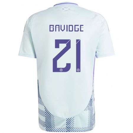 Kandiny Uomo Maglia Scotland Alfie Bavidge #21 Blu Menta Chiaro Kit Gara Away 24-26 Maglietta