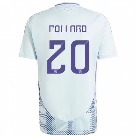 Kandiny Uomo Maglia Scotland Lancelot Pollard #20 Blu Menta Chiaro Kit Gara Away 24-26 Maglietta