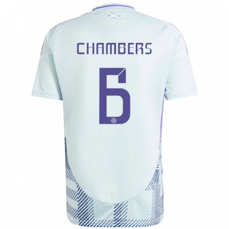 Kandiny Uomo Maglia Scotland Sam Chambers #6 Blu Menta Chiaro Kit Gara Away 24-26 Maglietta