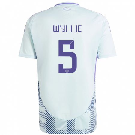 Kandiny Hombre Camiseta Escocia Jack Wyllie #5 Azul Menta Claro 2ª Equipación 24-26 La Camisa