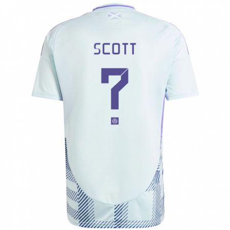 Kandiny Uomo Maglia Scotland Cameron Scott #0 Blu Menta Chiaro Kit Gara Away 24-26 Maglietta