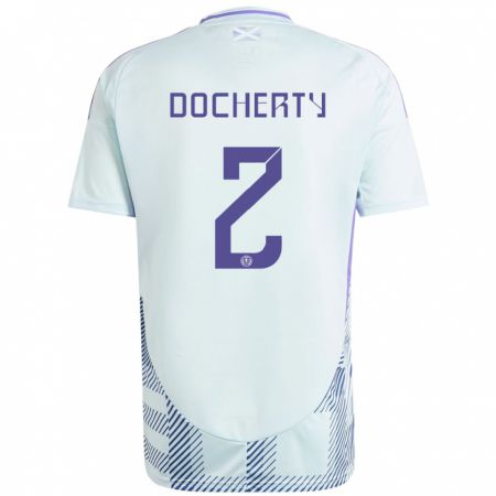 Kandiny Hombre Camiseta Escocia Nicola Docherty #2 Azul Menta Claro 2ª Equipación 24-26 La Camisa