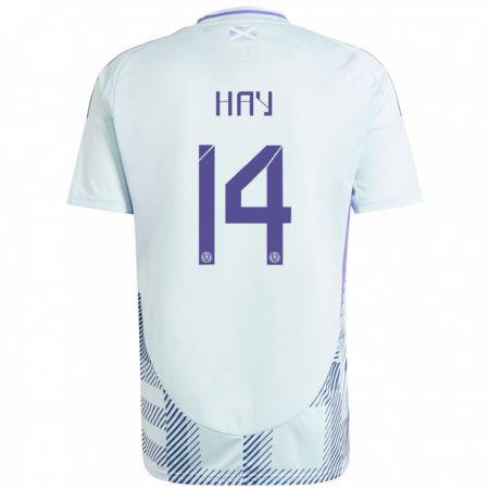 Kandiny Uomo Maglia Scotland Brogan Hay #14 Blu Menta Chiaro Kit Gara Away 24-26 Maglietta