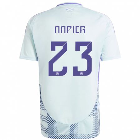 Kandiny Uomo Maglia Scotland Jamie-Lee Napier #23 Blu Menta Chiaro Kit Gara Away 24-26 Maglietta