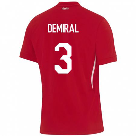 Kandiny Heren Turkije Merih Demiral #3 Rood Uitshirt Uittenue 24-26 T-Shirt