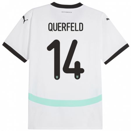 Kandiny Uomo Maglia Austria Leopold Querfeld #14 Bianco Kit Gara Away 24-26 Maglietta