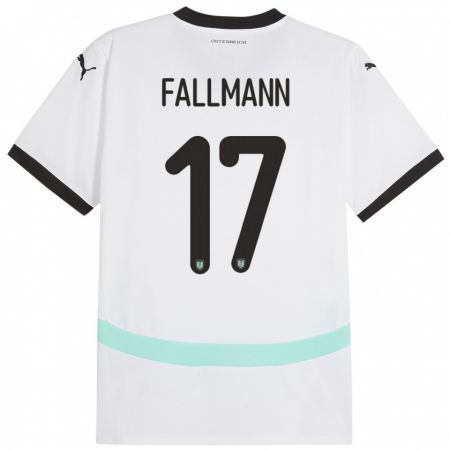 Kandiny Uomo Maglia Austria Pascal Fallmann #17 Bianco Kit Gara Away 24-26 Maglietta