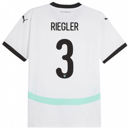 Kandiny Uomo Maglia Austria David Riegler #3 Bianco Kit Gara Away 24-26 Maglietta