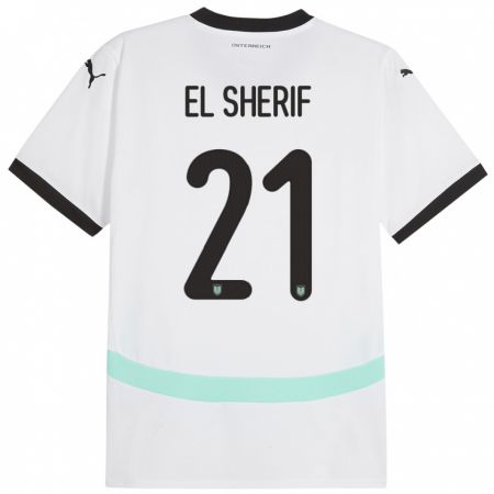 Kandiny Uomo Maglia Austria Mariella El Sherif #21 Bianco Kit Gara Away 24-26 Maglietta