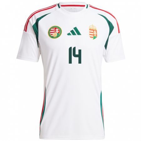 Kandiny Uomo Maglia Ungheria Artúr Horváth #14 Bianco Kit Gara Away 24-26 Maglietta