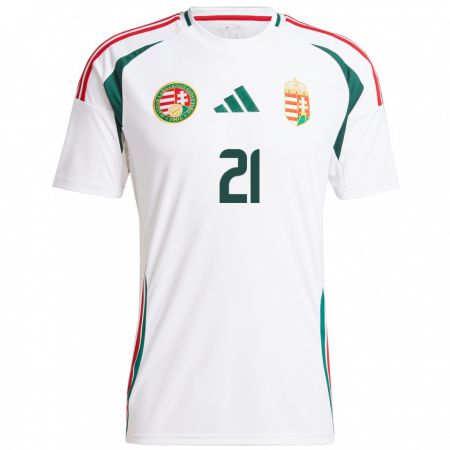 Kandiny Uomo Maglia Ungheria Glória Siber #21 Bianco Kit Gara Away 24-26 Maglietta