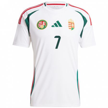 Kandiny Uomo Maglia Ungheria Zsanett Kaján #7 Bianco Kit Gara Away 24-26 Maglietta