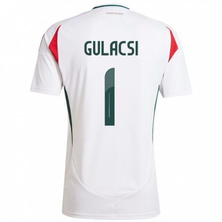 Kandiny Uomo Maglia Ungheria Péter Gulácsi #1 Bianco Kit Gara Away 24-26 Maglietta