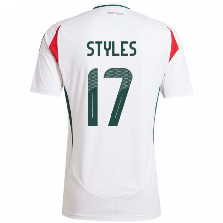 Kandiny Uomo Maglia Ungheria Callum Styles #17 Bianco Kit Gara Away 24-26 Maglietta