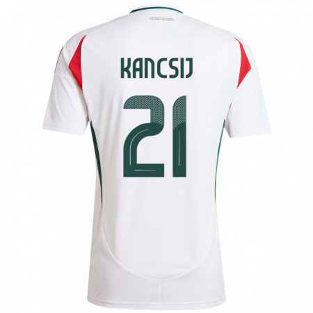 Kandiny Uomo Maglia Ungheria Artúr Kancsij #21 Bianco Kit Gara Away 24-26 Maglietta