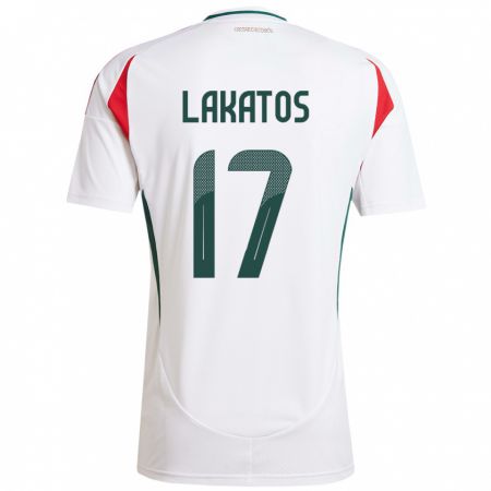 Kandiny Uomo Maglia Ungheria Noel Lakatos #17 Bianco Kit Gara Away 24-26 Maglietta