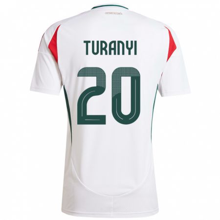 Kandiny Uomo Maglia Ungheria Lilla Turányi #20 Bianco Kit Gara Away 24-26 Maglietta