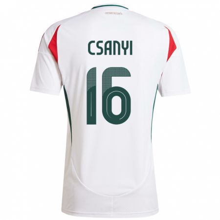 Kandiny Uomo Maglia Ungheria Diána Csányi #16 Bianco Kit Gara Away 24-26 Maglietta