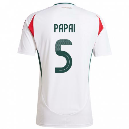 Kandiny Uomo Maglia Ungheria Emőke Pápai #5 Bianco Kit Gara Away 24-26 Maglietta