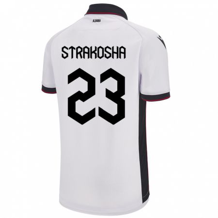 Kandiny Uomo Maglia Albania Thomas Strakosha #23 Bianco Kit Gara Away 24-26 Maglietta