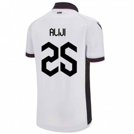 Kandiny Uomo Maglia Albania Naser Aliji #25 Bianco Kit Gara Away 24-26 Maglietta