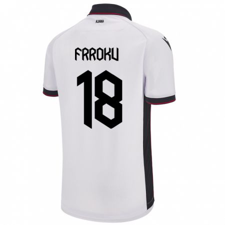 Kandiny Uomo Maglia Albania Leandro Frroku #18 Bianco Kit Gara Away 24-26 Maglietta