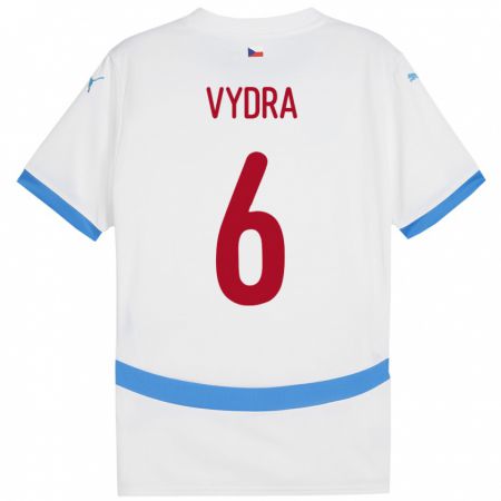 Kandiny Hombre Camiseta Chequia Patrik Vydra #6 Blanco 2ª Equipación 24-26 La Camisa