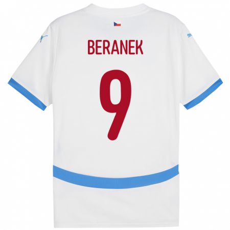 Kandiny Hombre Camiseta Chequia Marek Beranek #9 Blanco 2ª Equipación 24-26 La Camisa