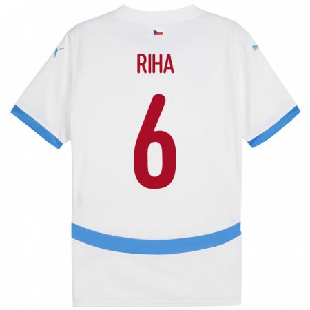 Kandiny Hombre Camiseta Chequia Ferdinand Riha #6 Blanco 2ª Equipación 24-26 La Camisa