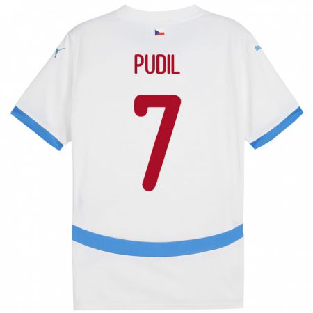 Kandiny Hombre Camiseta Chequia Adam Pudil #7 Blanco 2ª Equipación 24-26 La Camisa