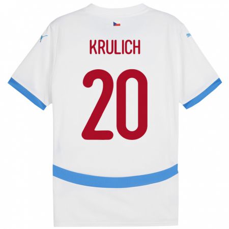 Kandiny Herren Tschechien Matous Krulich #20 Weiß Auswärtstrikot Trikot 24-26 T-Shirt Österreich