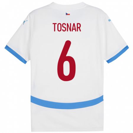 Kandiny Hombre Camiseta Chequia Jakub Tosnar #6 Blanco 2ª Equipación 24-26 La Camisa