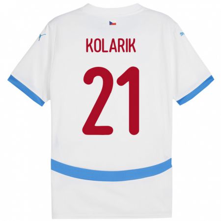 Kandiny Hombre Camiseta Chequia Josef Kolarik #21 Blanco 2ª Equipación 24-26 La Camisa