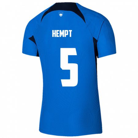 Kandiny Hombre Camiseta Eslovenia Lukas Hempt #5 Azul 2ª Equipación 24-26 La Camisa México