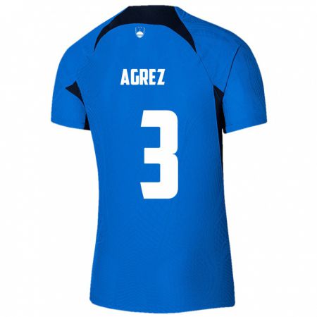 Kandiny Hombre Camiseta Eslovenia Sara Agrež #3 Azul 2ª Equipación 24-26 La Camisa México