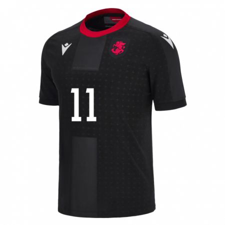 Kandiny Herren Georgien Jaduli Iobashvili #11 Schwarz Auswärtstrikot Trikot 24-26 T-Shirt Österreich